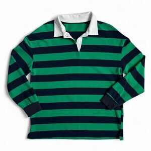 Striped Rugby Long Sleeve Polo Women's Oversized Small
